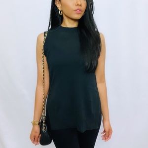 Everlane | Black Crew Neck Split Side Knit Sleeveless Sweater Vest Tunic